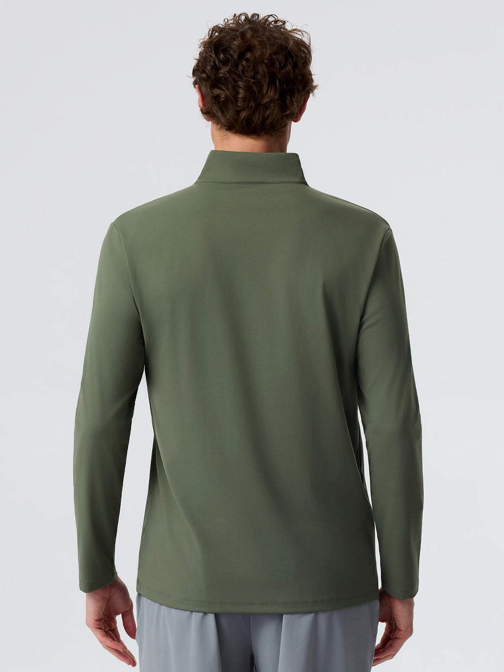 SmoothBlend Classic Fit Half Zip Mock Neck Tee:Zip Contrast Color