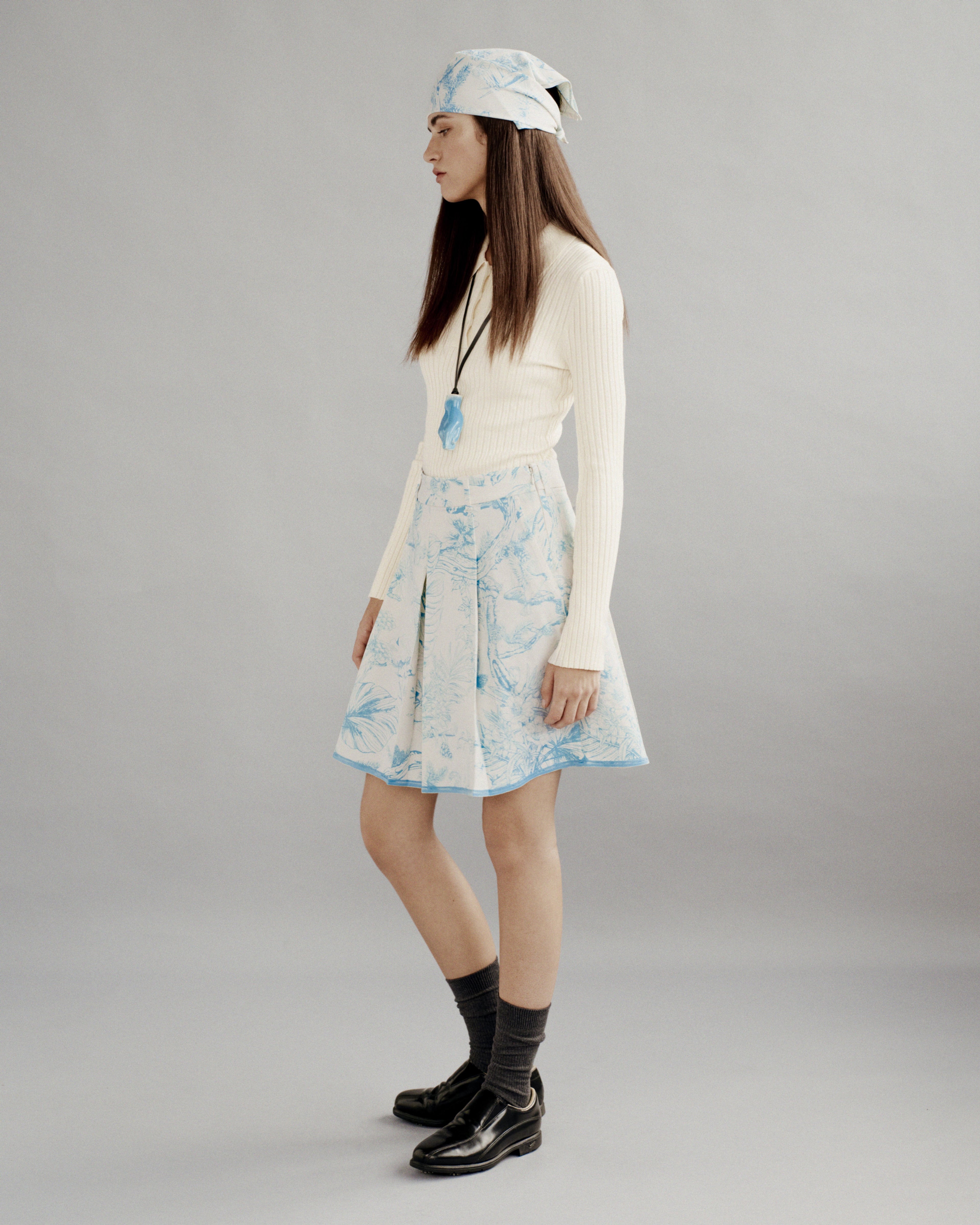 Pointelle Rib Long Sleeve Knit Polo