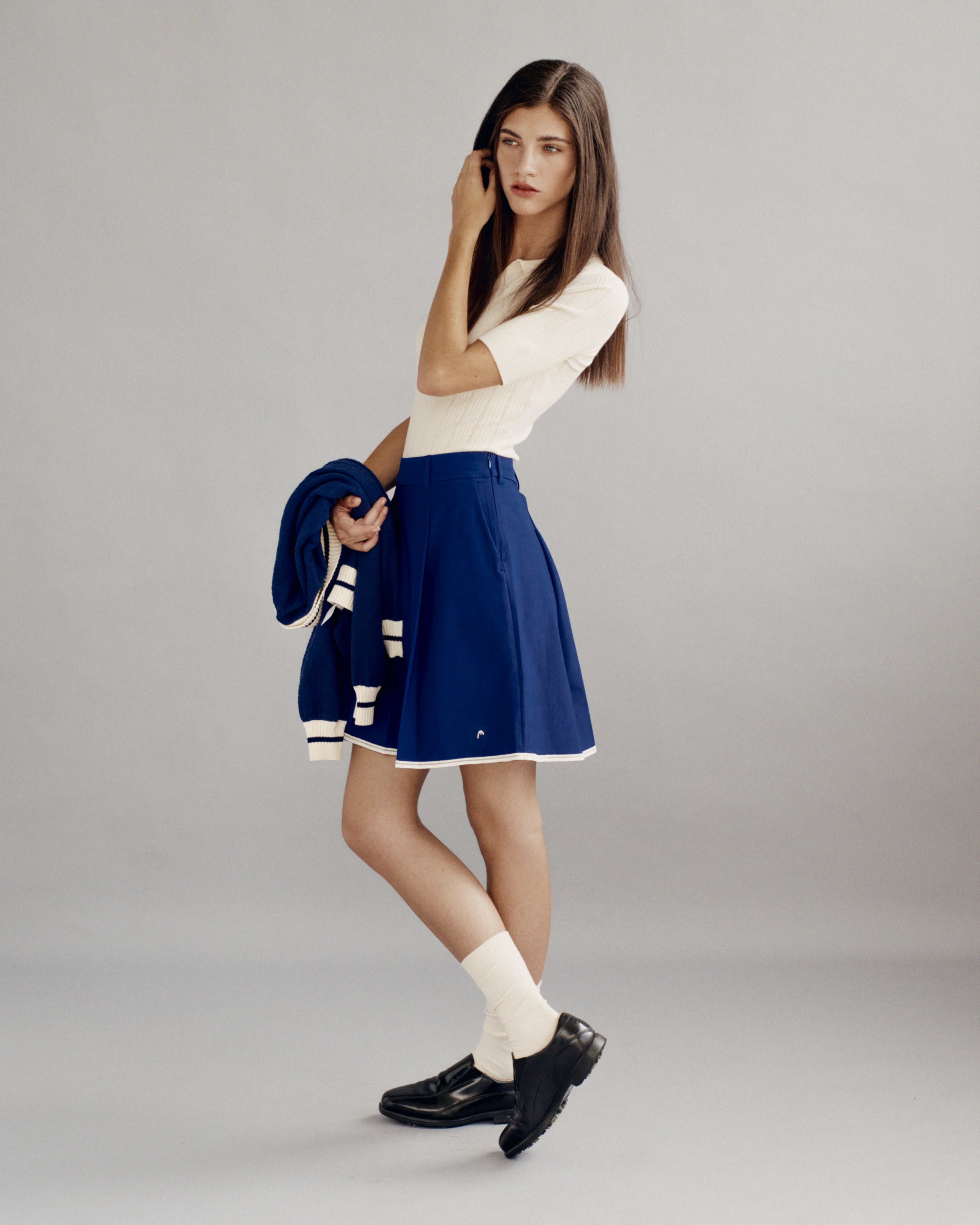 V Neck Pointelle Knit Polo