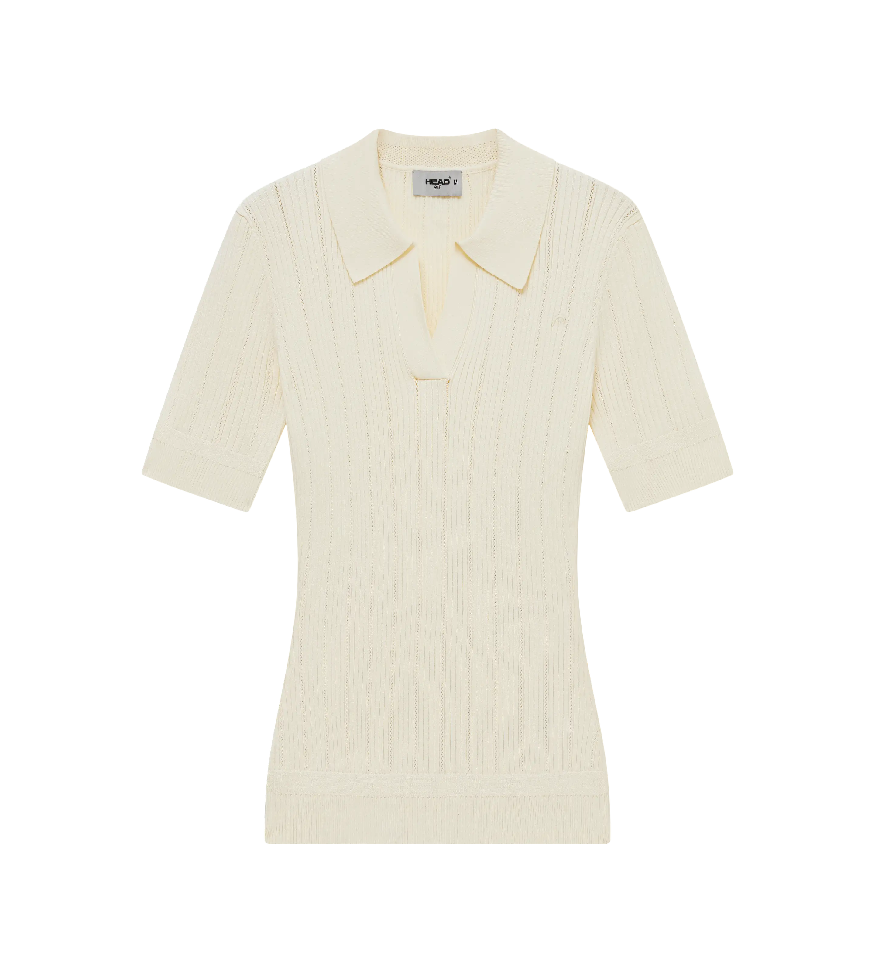 V Neck Pointelle Knit Polo