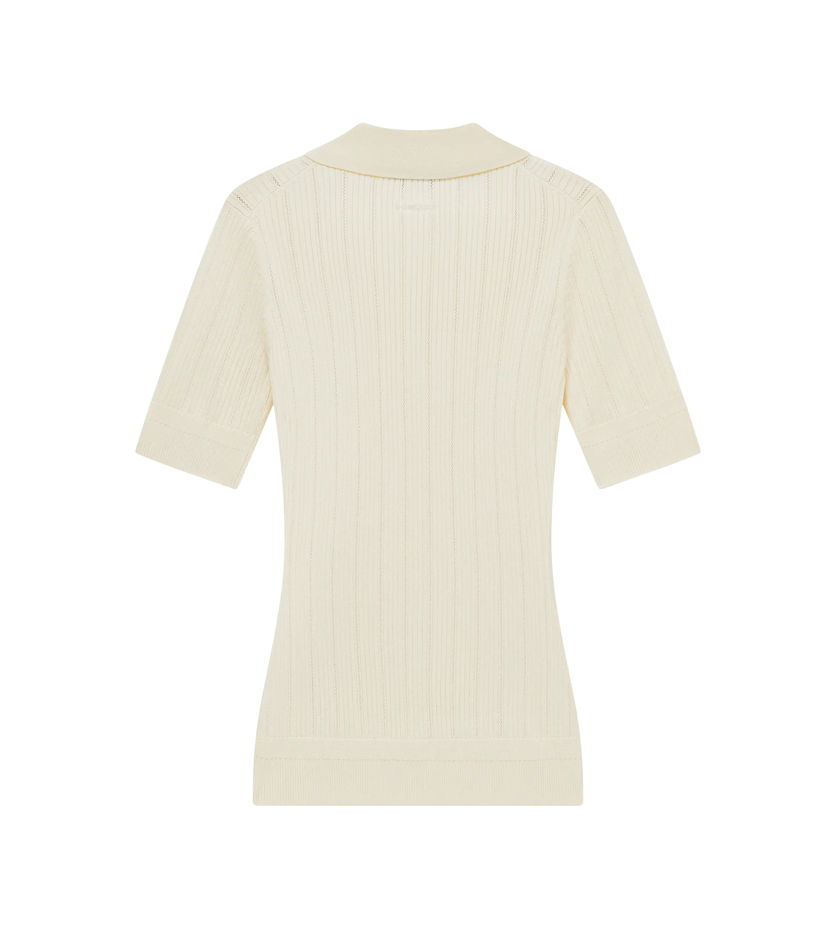 V Neck Pointelle Knit Polo