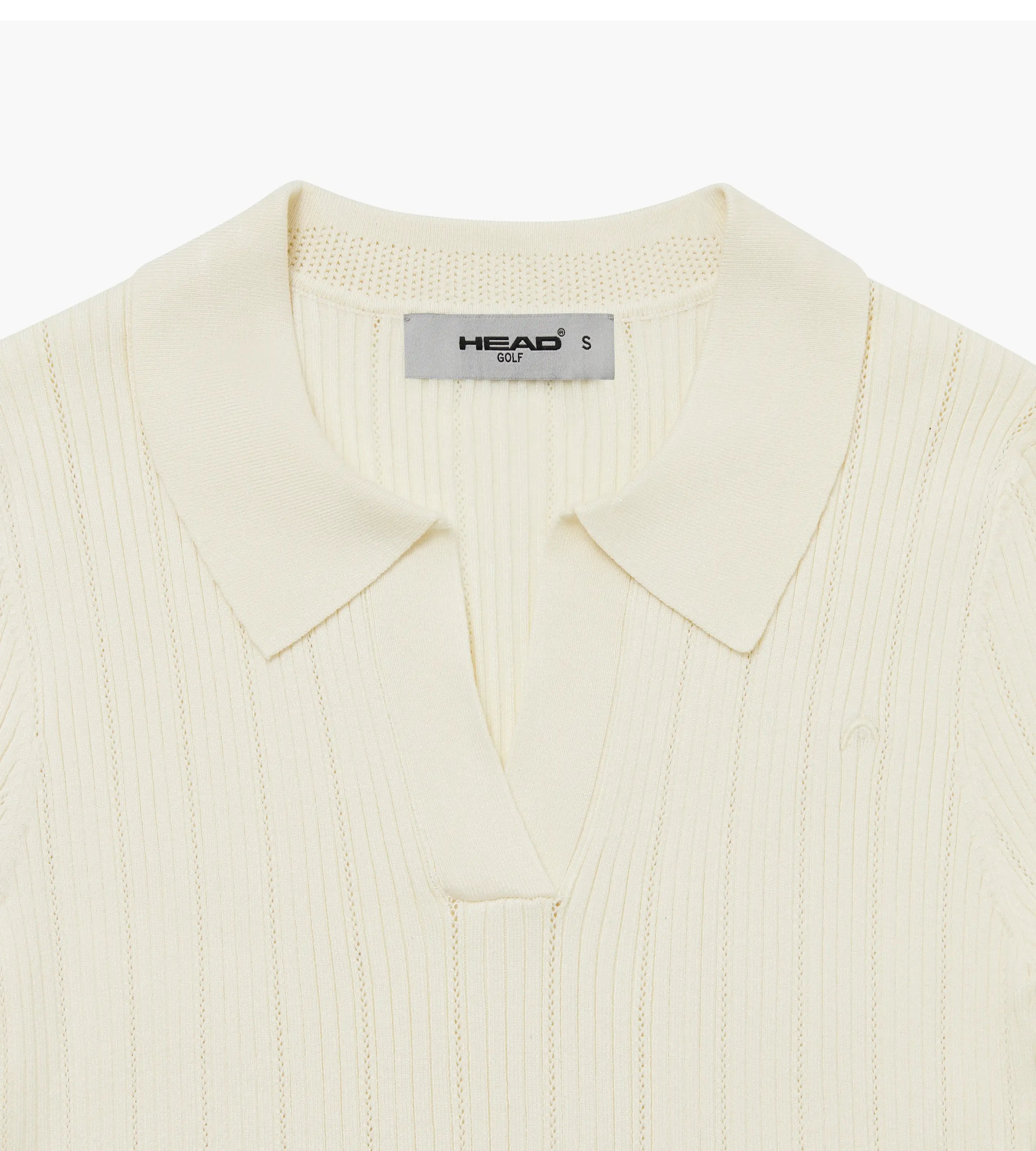 V Neck Pointelle Knit Polo