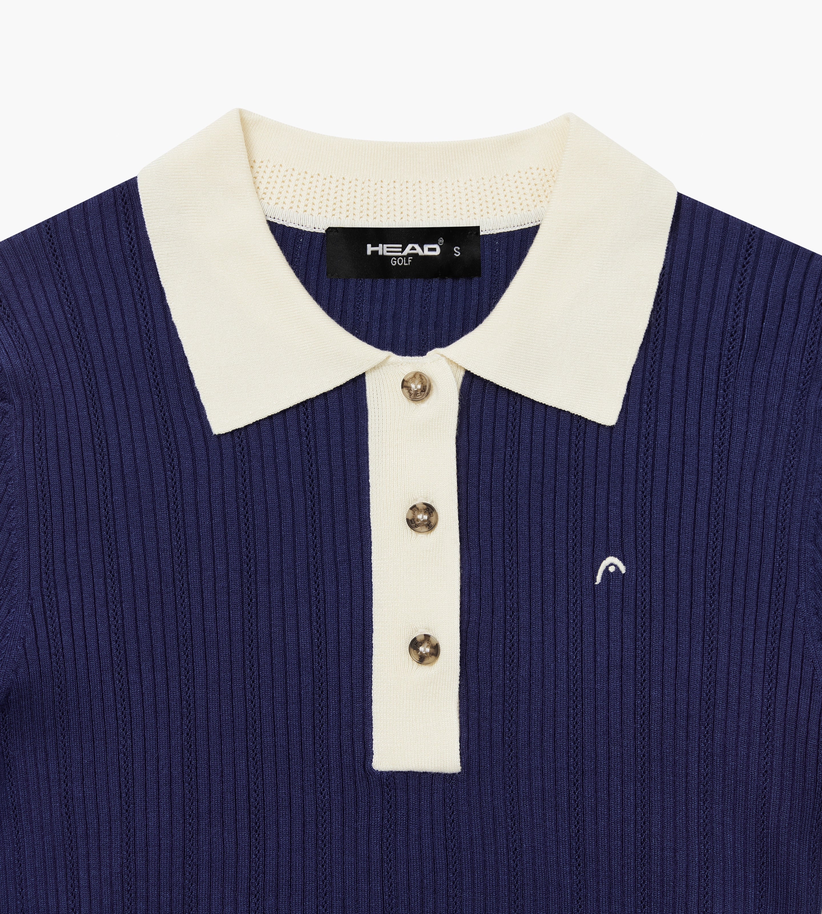 Long Sleeve Pointelle Knit Polo