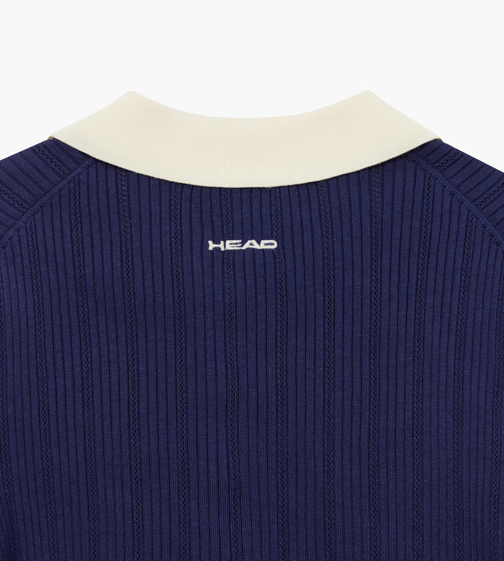Long Sleeve Pointelle Knit Polo