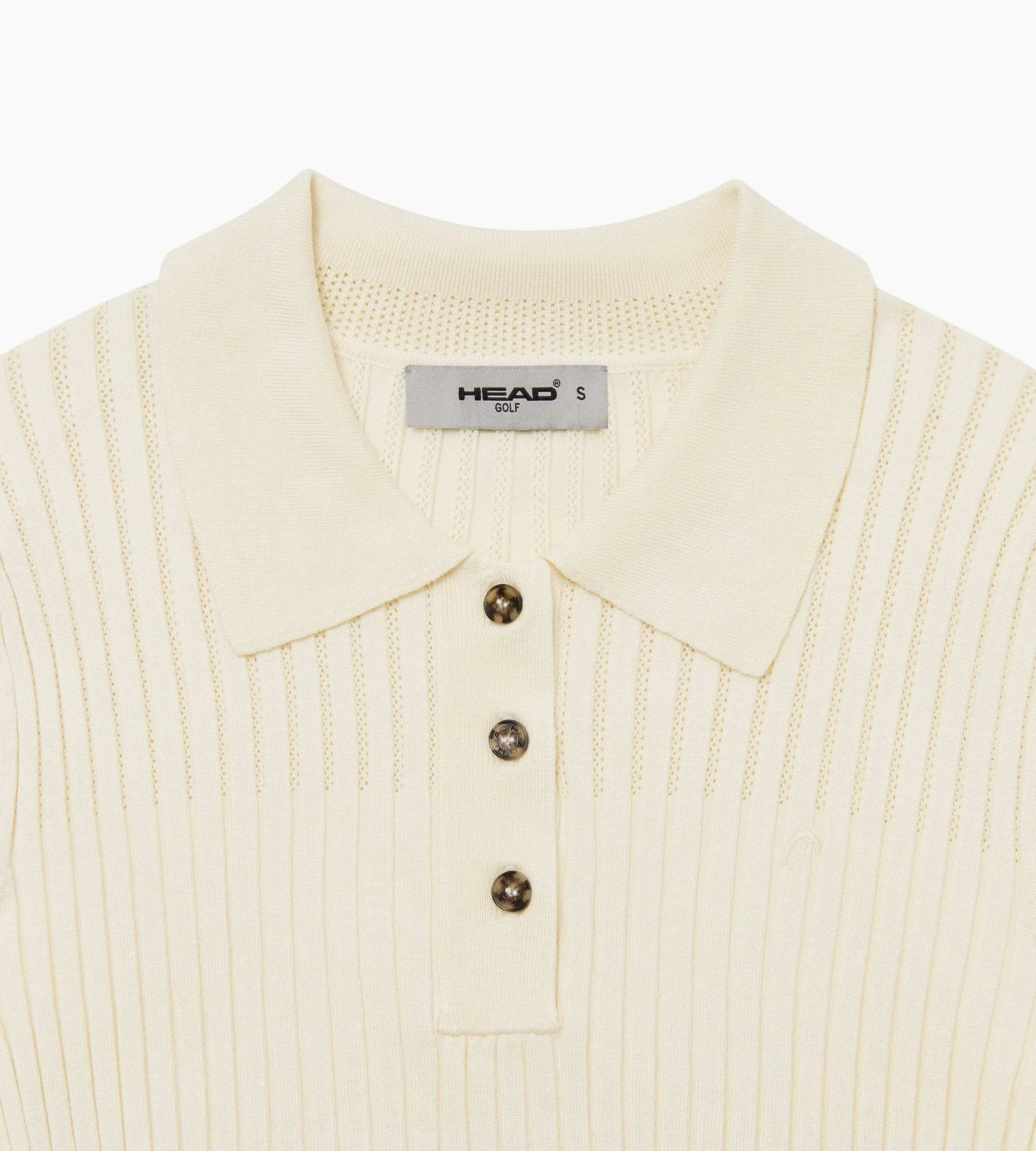 Pointelle Rib Long Sleeve Knit Polo