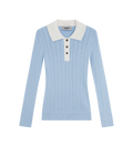 Long Sleeve Pointelle Knit Polo