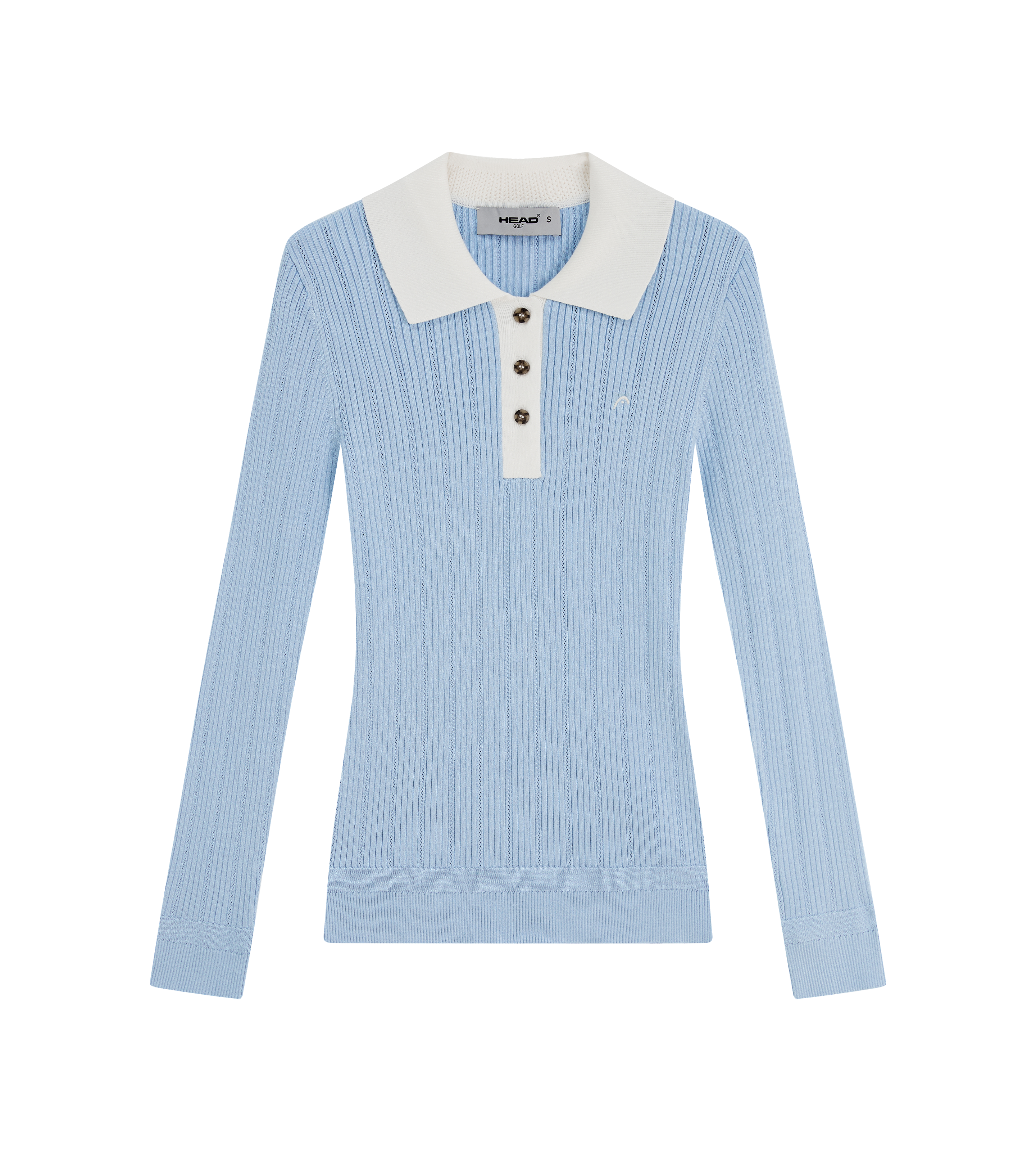 Long Sleeve Pointelle Knit Polo