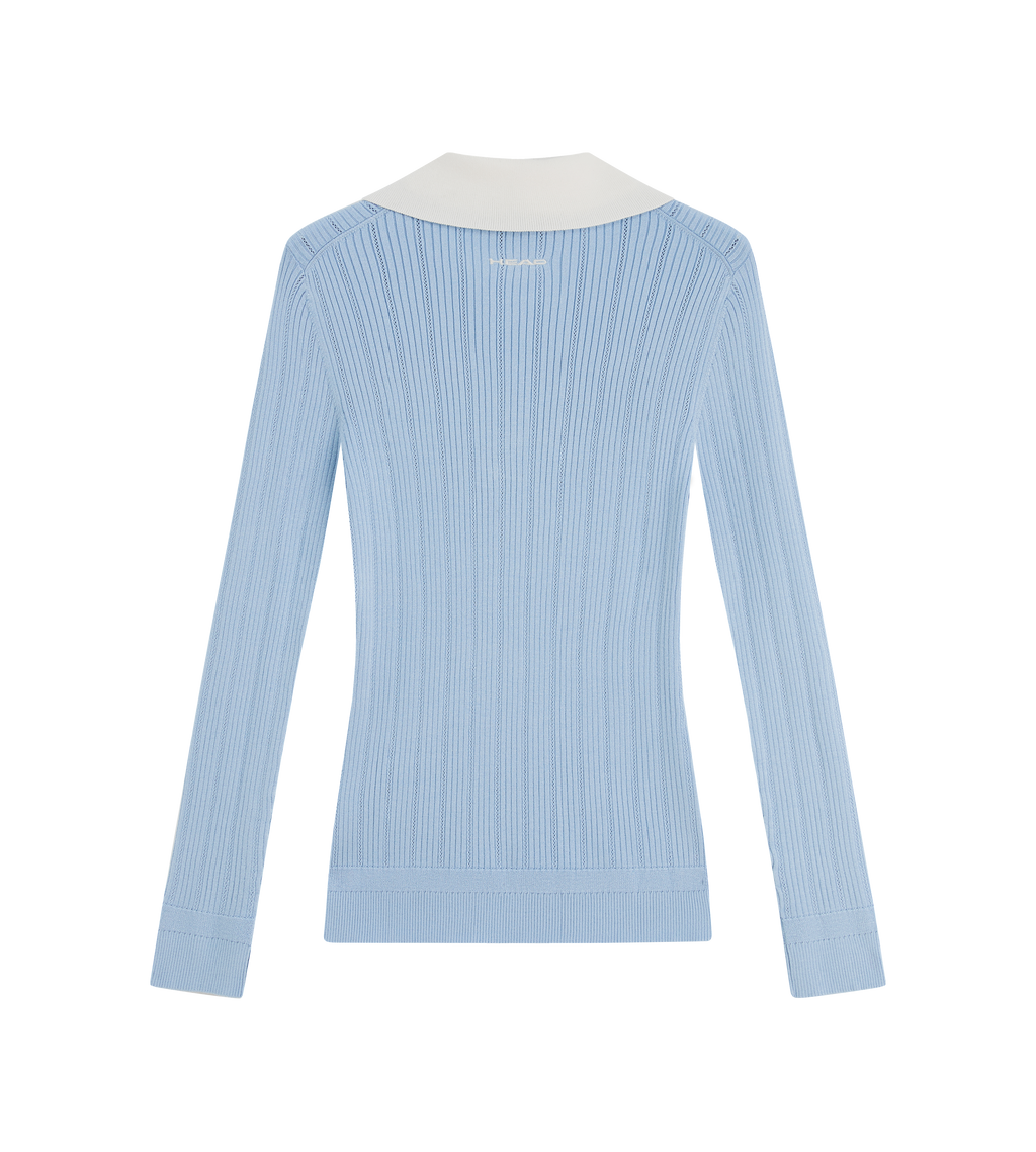 Long Sleeve Pointelle Knit Polo