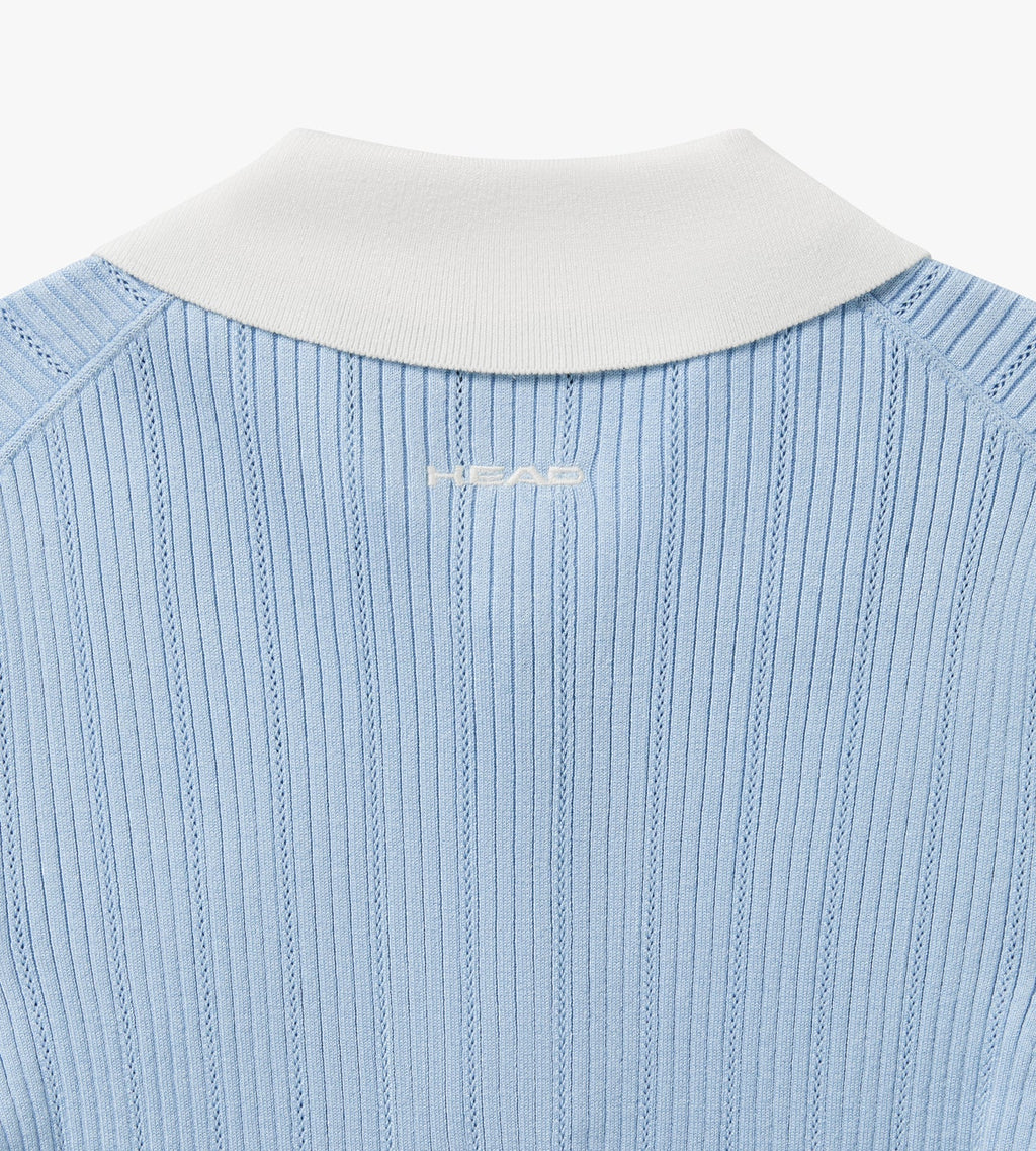 Long Sleeve Pointelle Knit Polo