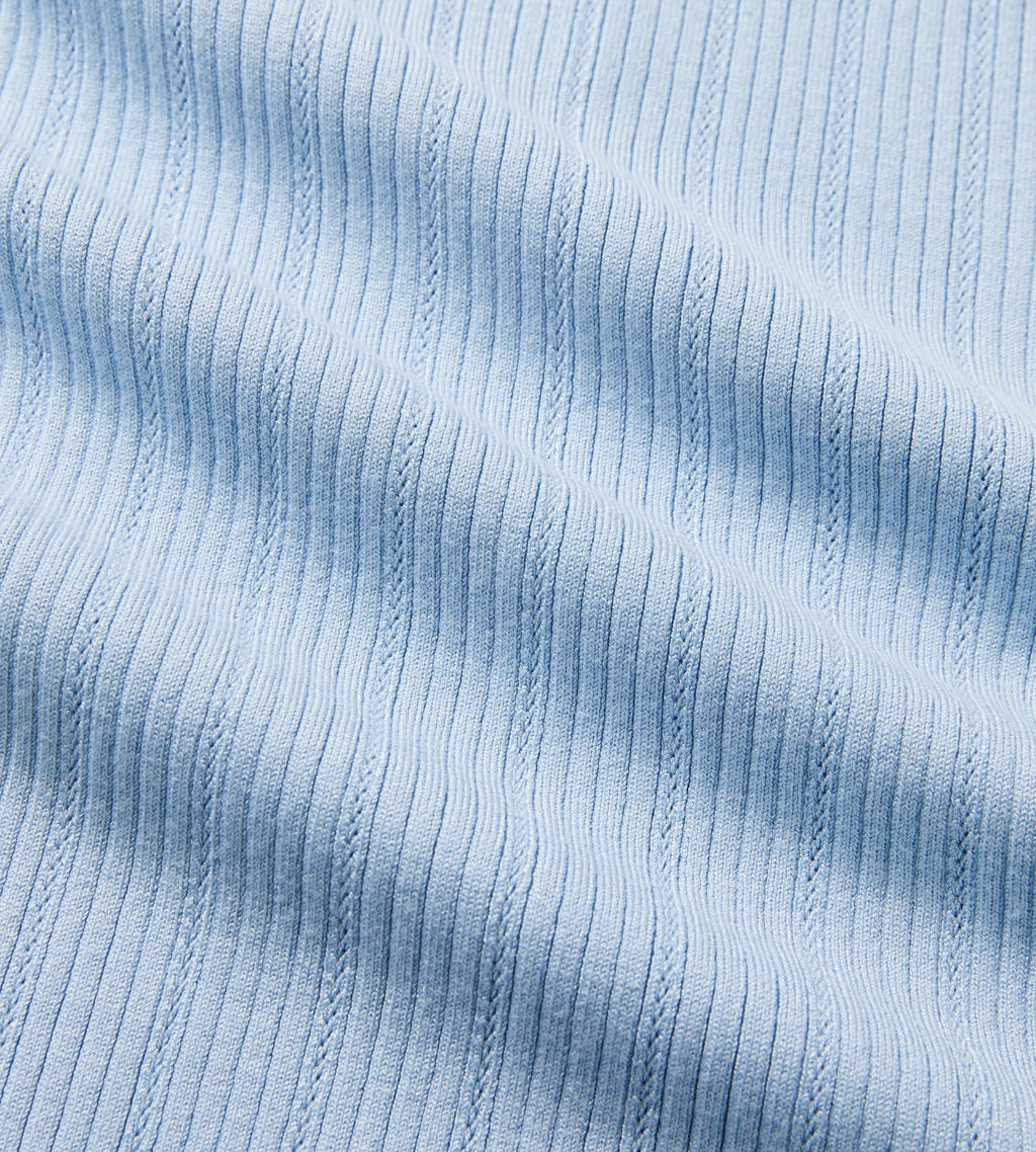 Long Sleeve Pointelle Knit Polo
