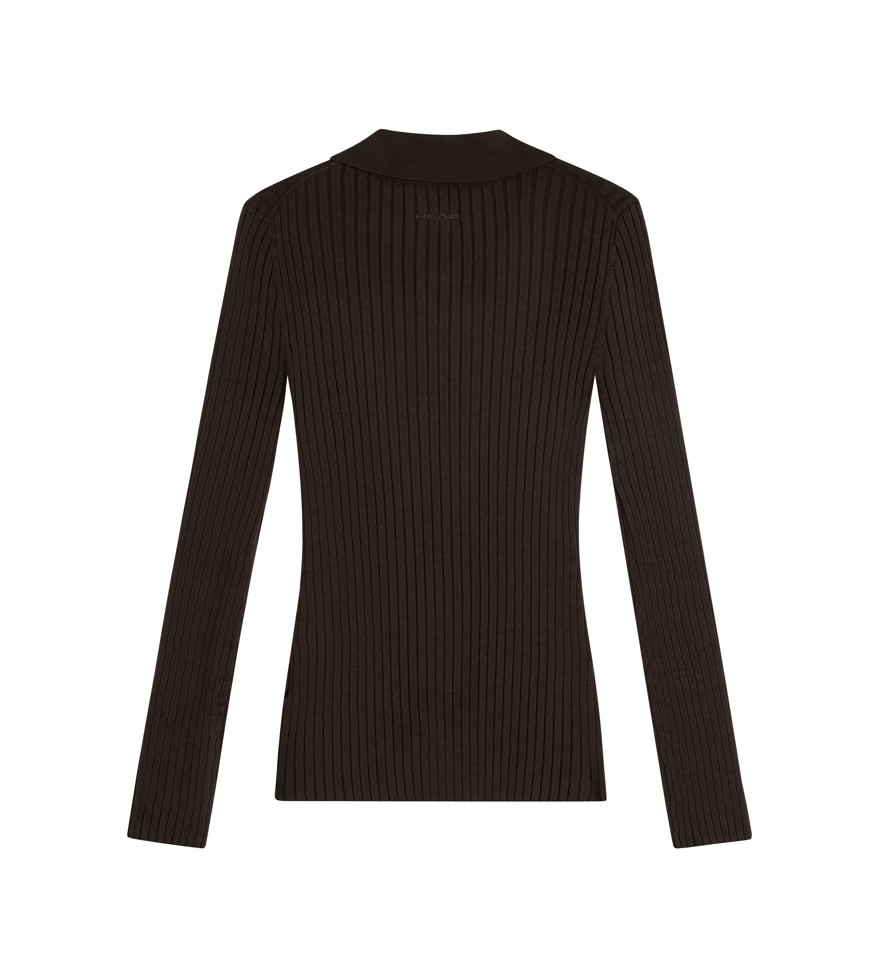 Pointelle Rib Long Sleeve Knit Polo