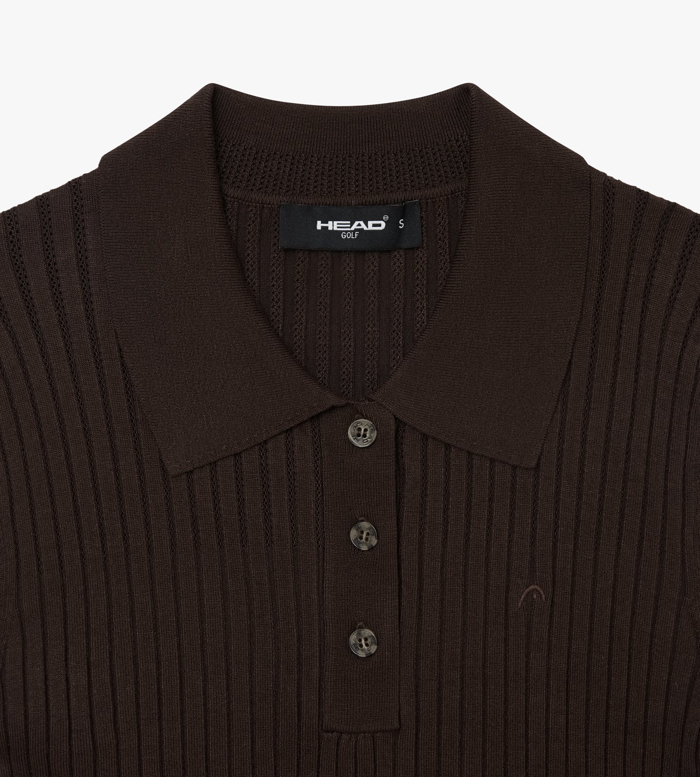 Pointelle Rib Long Sleeve Knit Polo