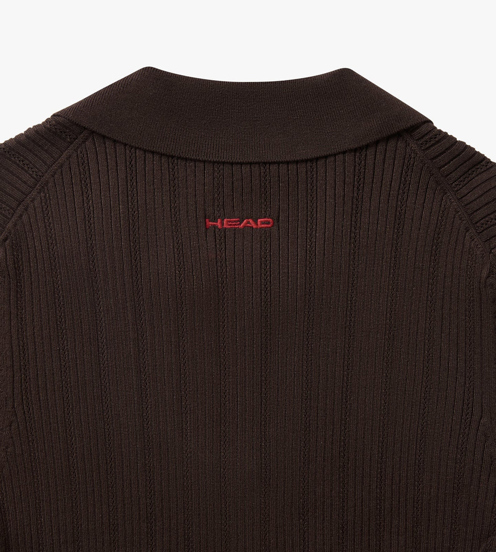V Neck Pointelle Knit Polo