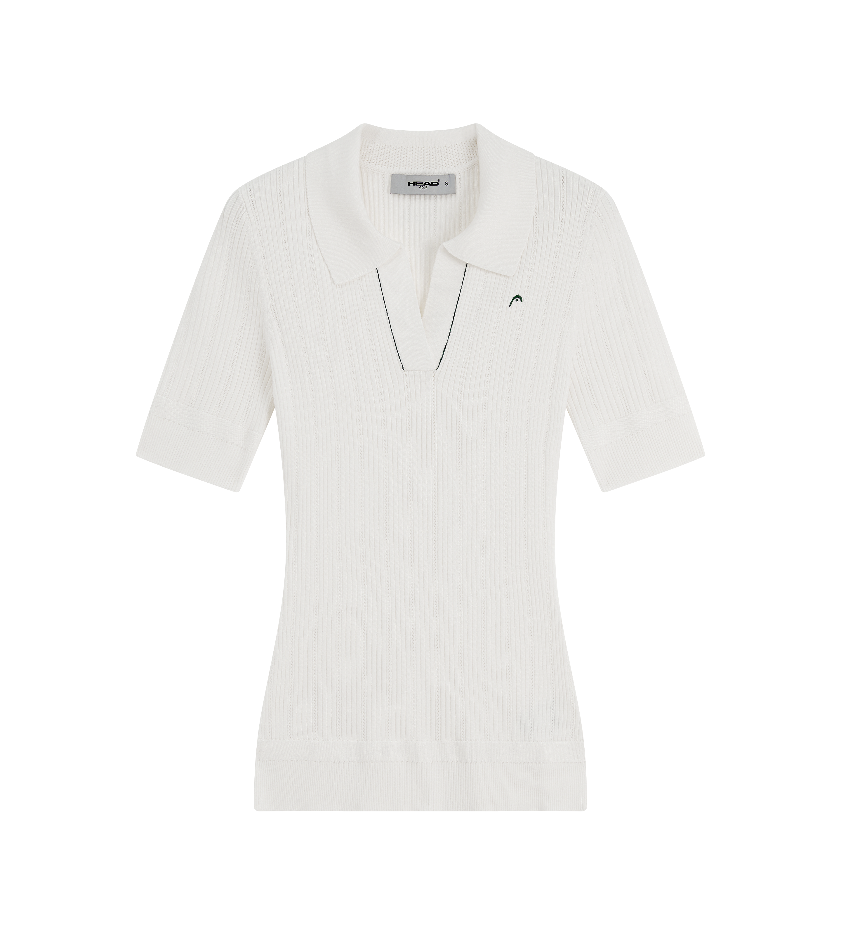 V Neck Pointelle Knit Polo