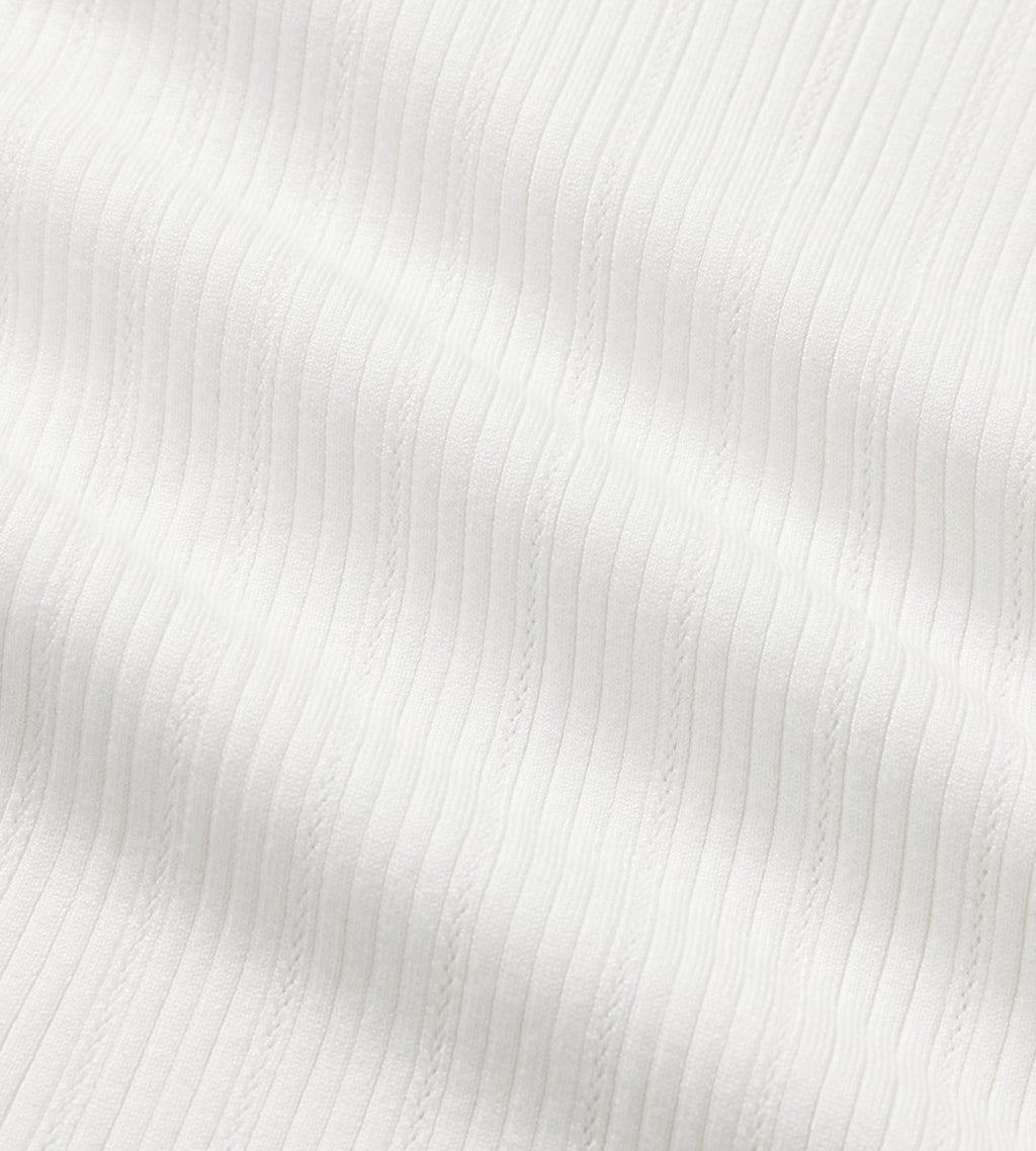 V Neck Pointelle Knit Polo